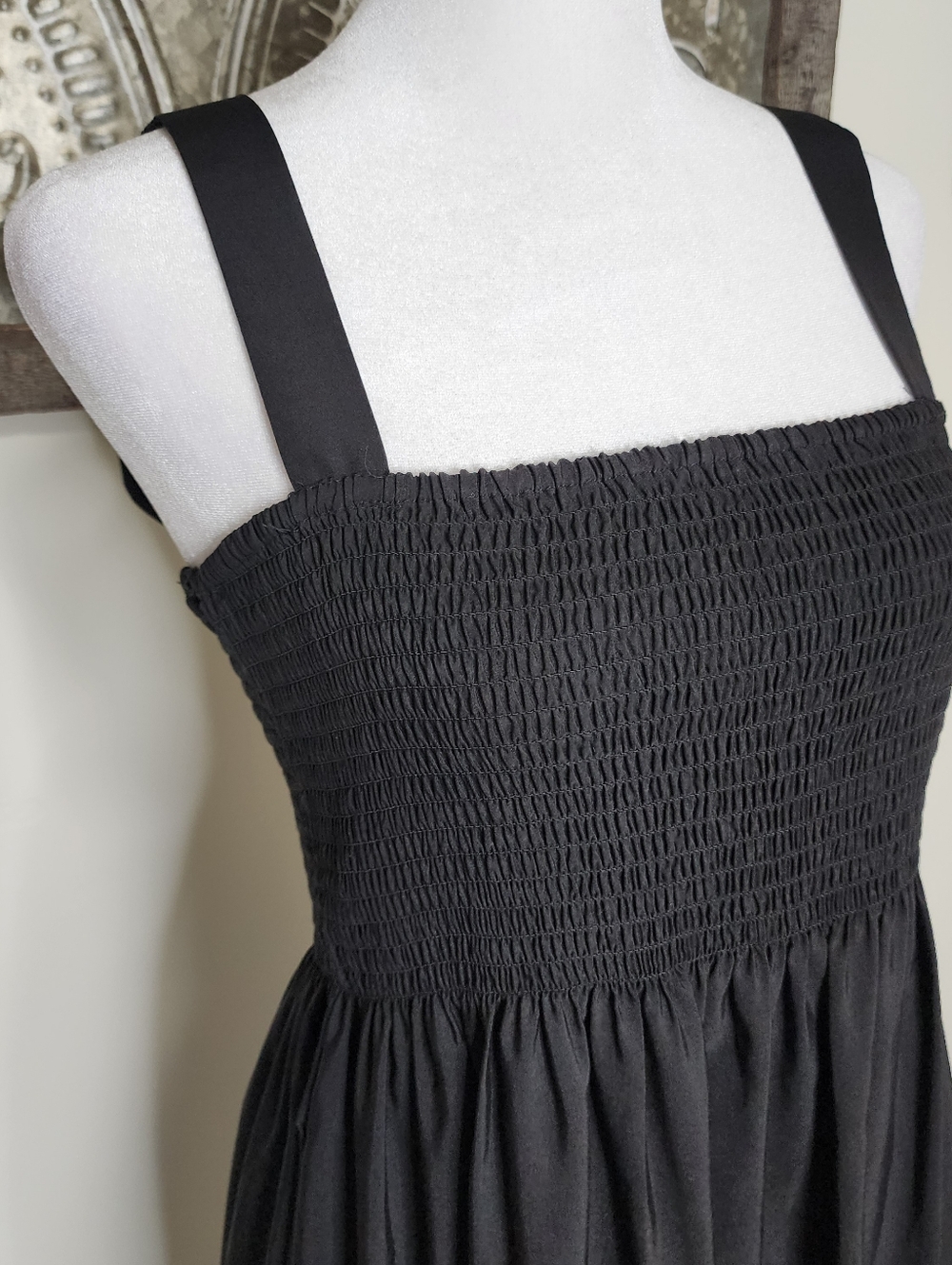 Zara Women's Black Smocked Bodice Sleeveless Tiered Maxi Dress Med Summer Casual - Picture 4 of 11